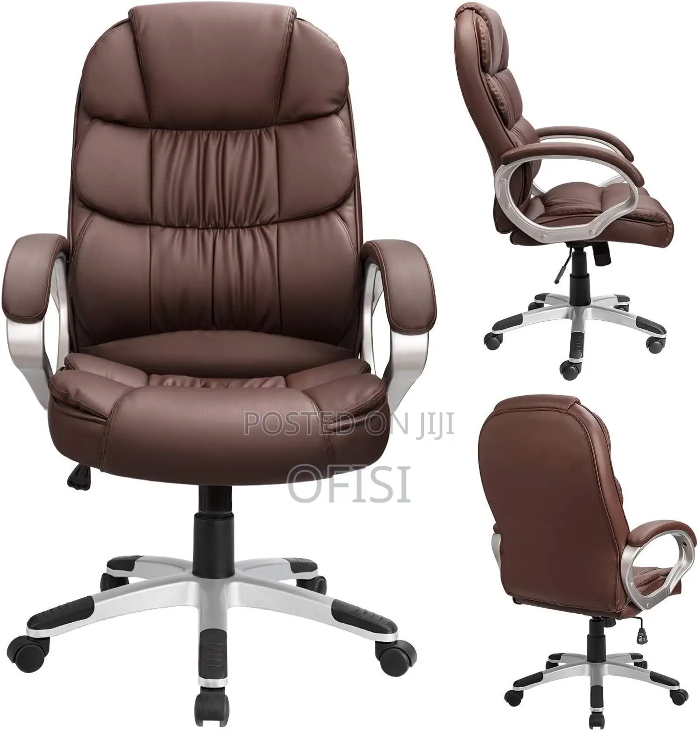 Office Chair; Brown Executive Leather Office Seat