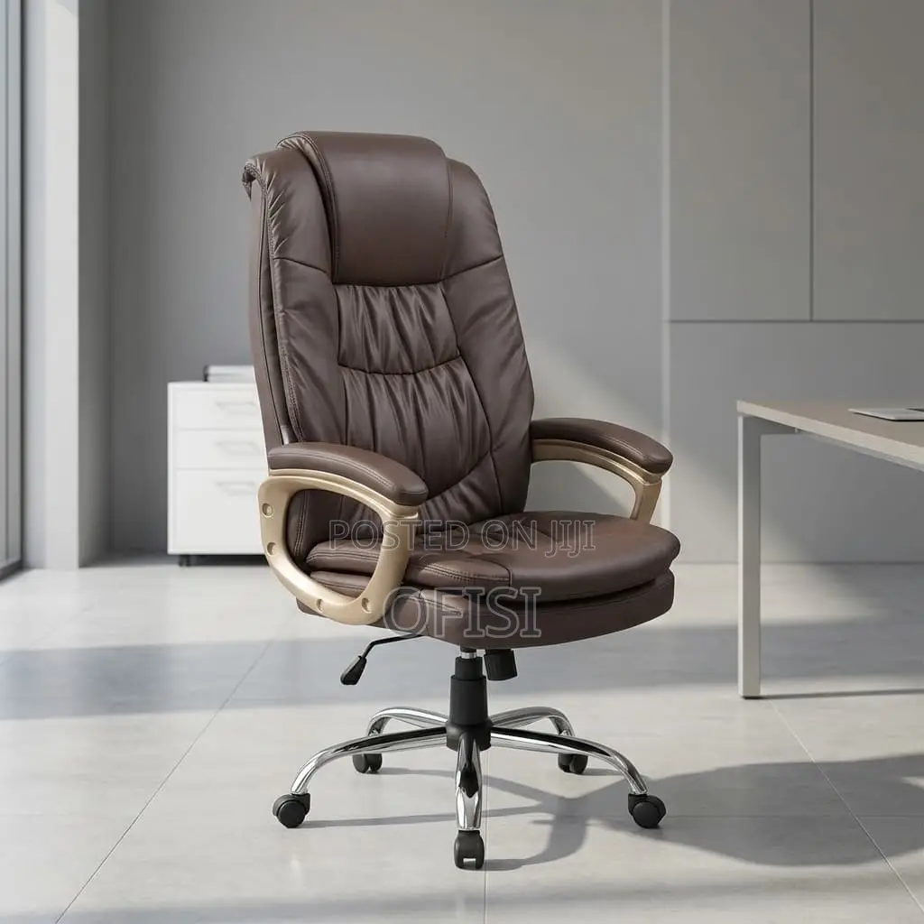 Office Chair; Brown Executive Leather Office Seat