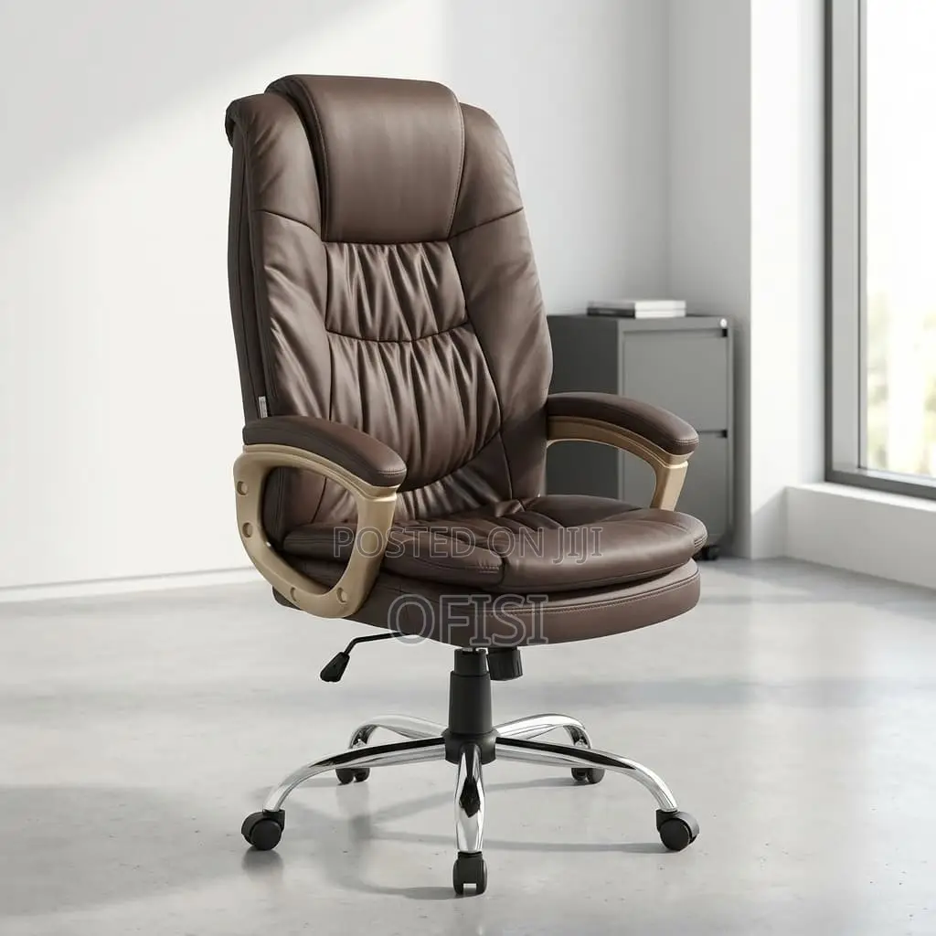 Office Chair; Brown Executive Leather Office Seat