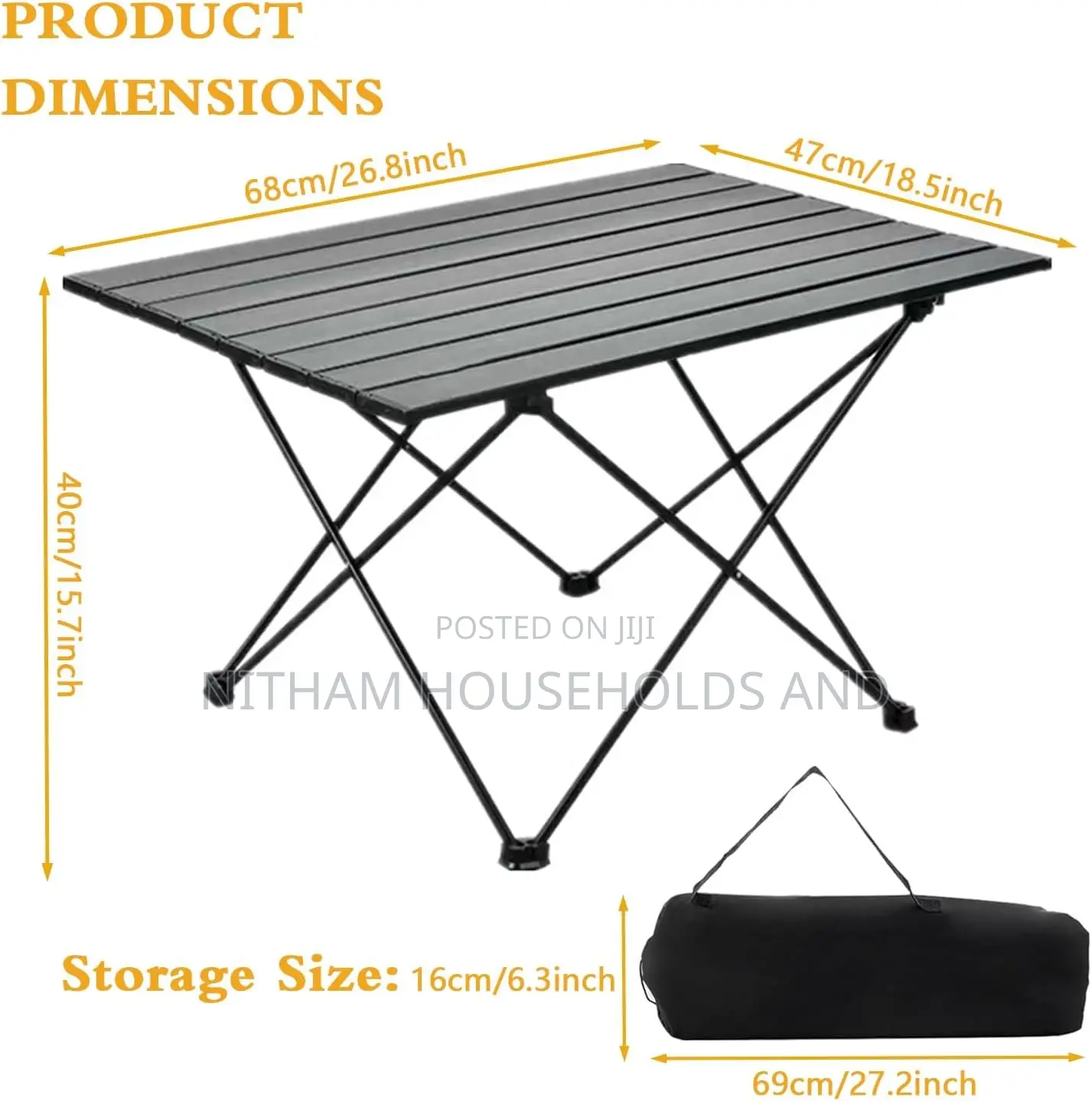 Aluminum Foldable Camping Table. 68 X 47 X 40 Cm