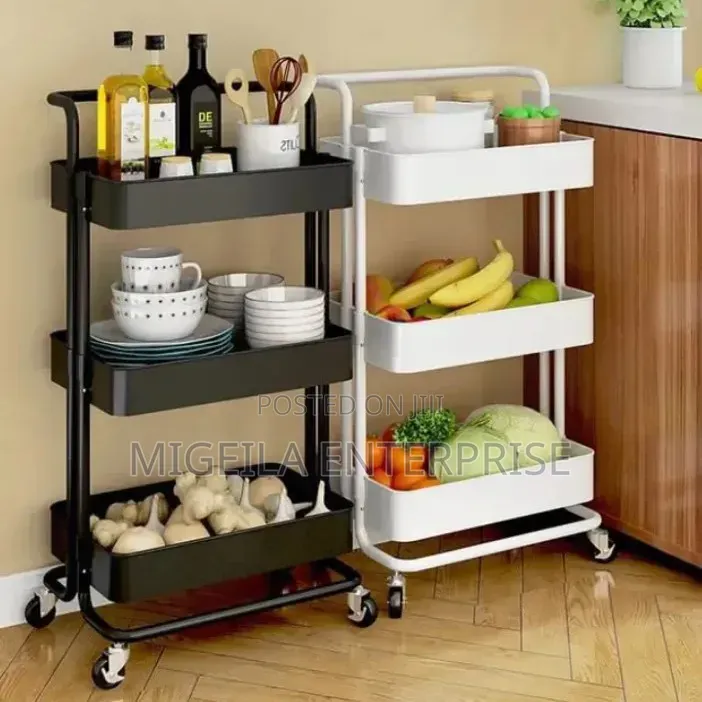 Metallic Rolling Kitchen Storage