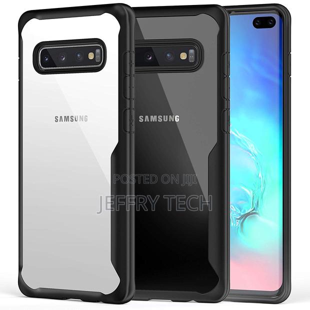 Shock Resistant Back Cover Case for Samsung Galaxy S10 Plus (B Black) - thumbnail 2