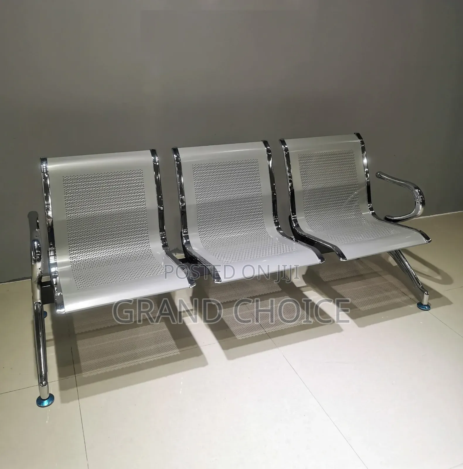 Silver Unpadded Office Waiting Chair