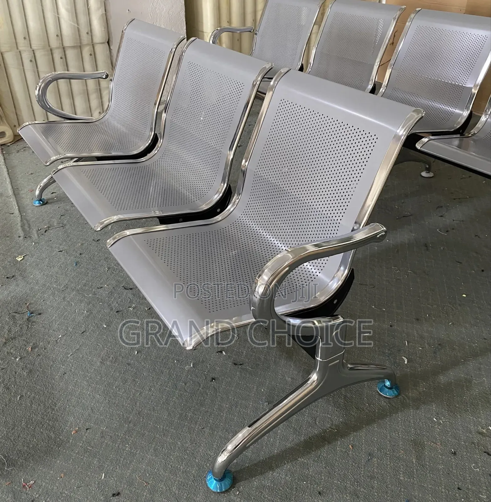 Silver Unpadded Office Waiting Chair
