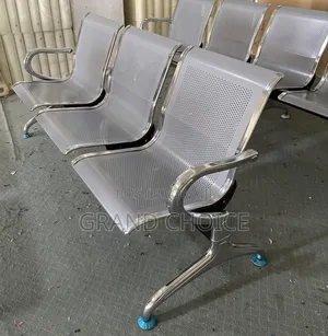 Silver Unpadded Office Waiting Chair