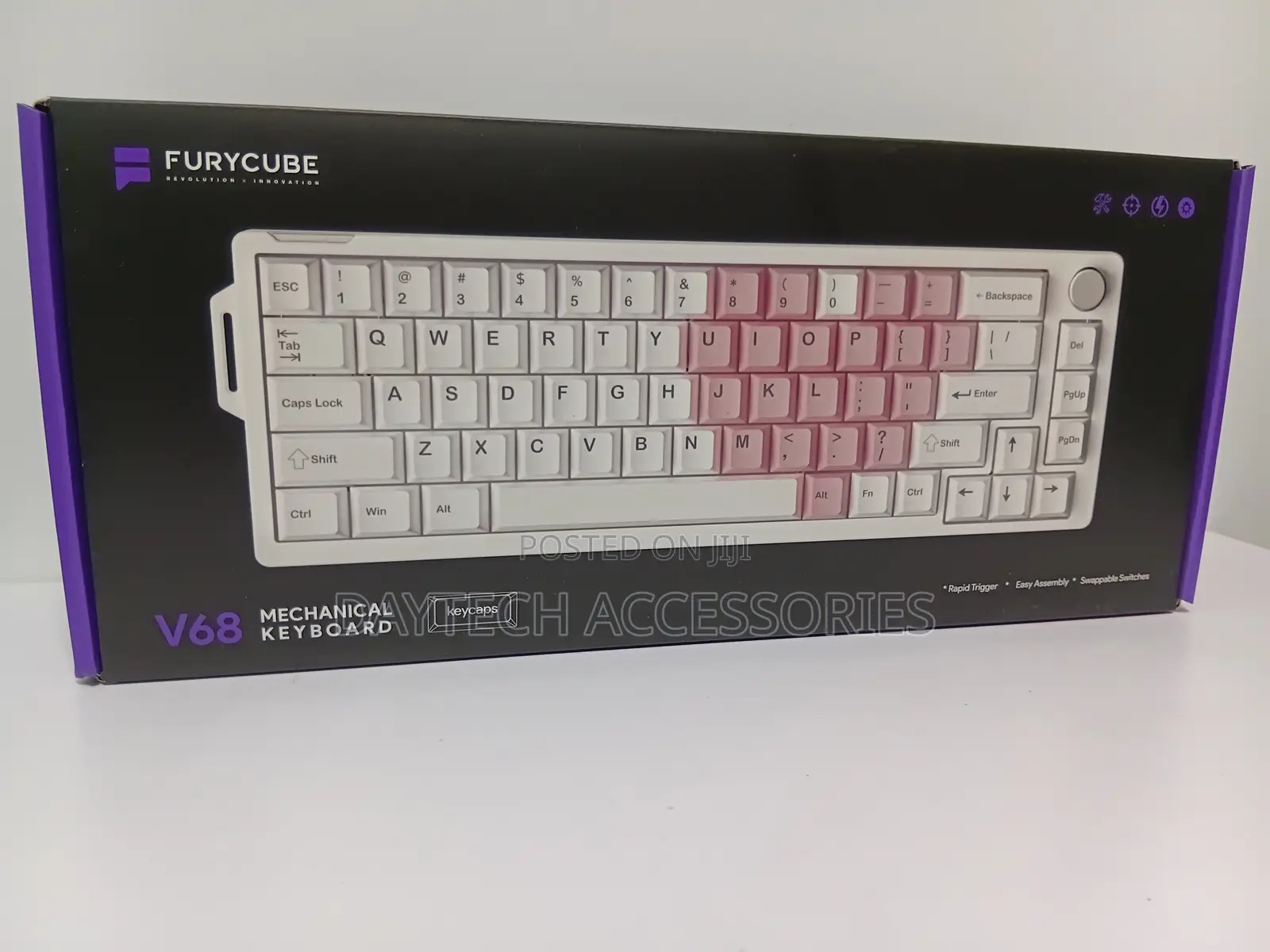 The Furycube V68 Wired Mechanical Keyboard With RGB Backlighting.