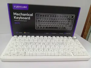 Zifriend Rx75 Pro Tri Mode Mechanical Keyboard White Flowing Keycaps.
