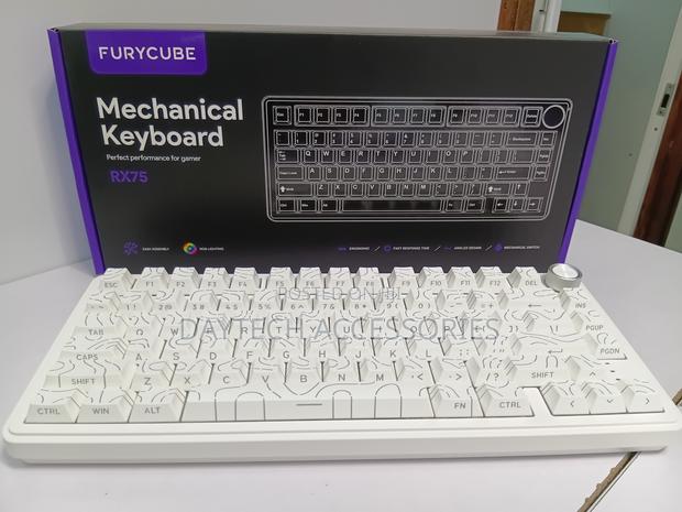 Zifriend Rx75 Pro Tri Mode Mechanical Keyboard White Flowing Keycaps. - thumbnail 2