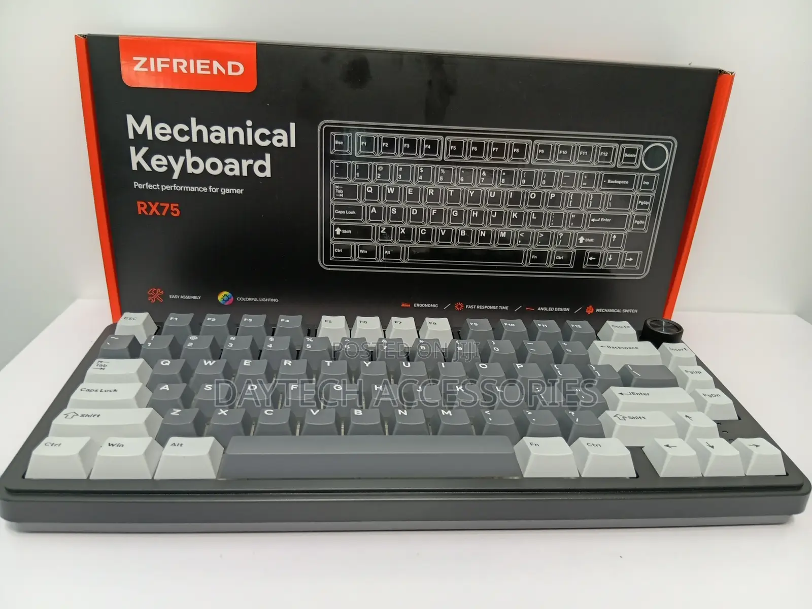 This Zifriend Rx75 Is a 75% Layout Mechanical Gaming Keyboard Knob.