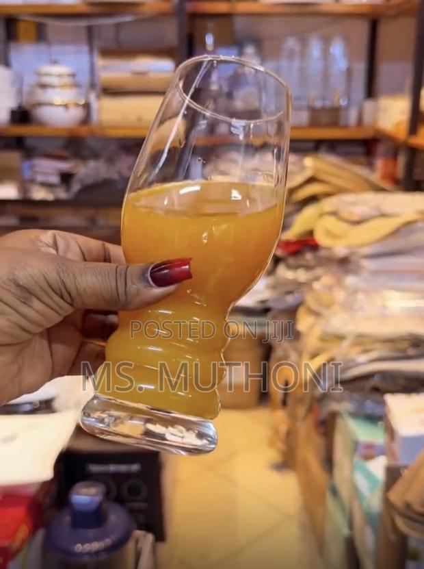6 PCS Clear, Ribbed Caterpillar-Shaped Glass Cup