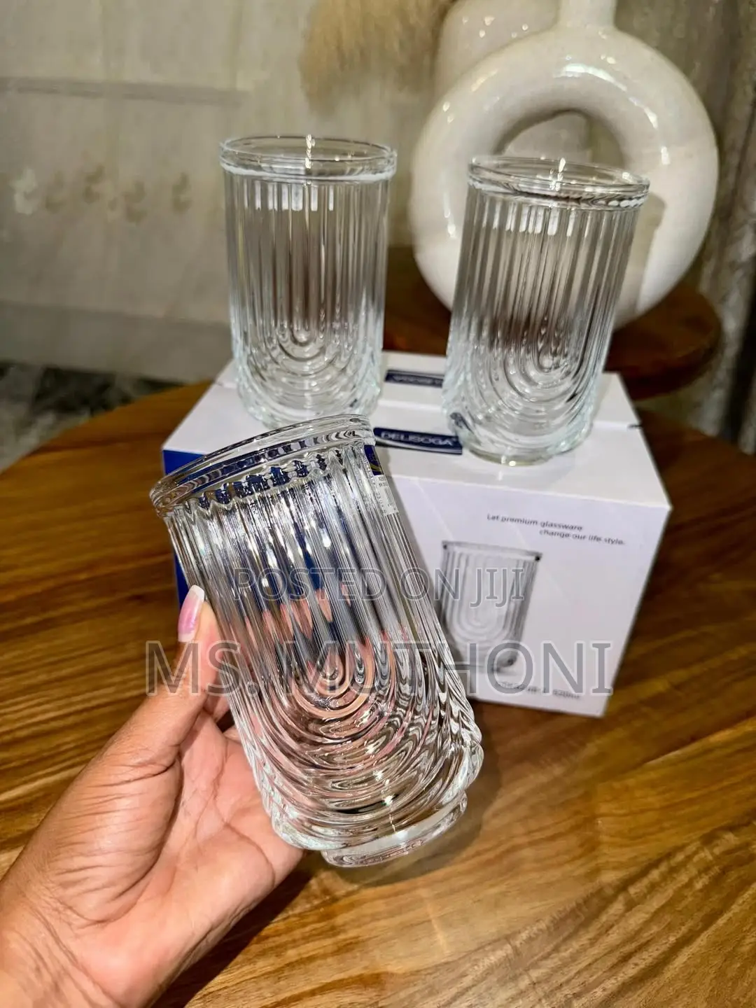 6 PCS Vintage-Inspired Art Deco Style Highball Water / Juice Glasses