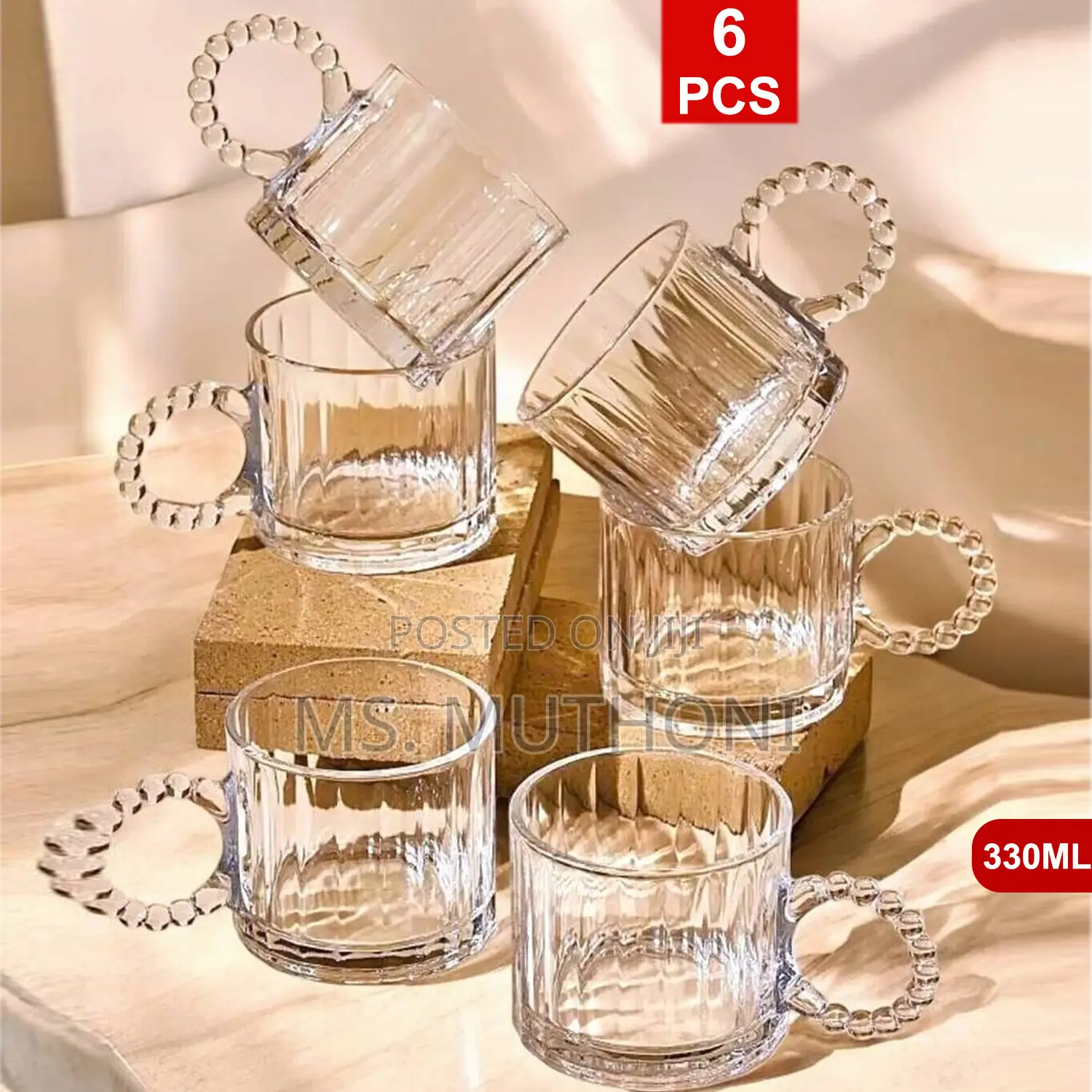 6 Pcs. Beautiful Aesthetic Vintage Coffe Cups With Pearl Handle