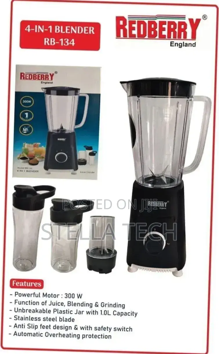 ""Redberry"" Premium Range of Blender Rb 134 [ 4 in 1 ]