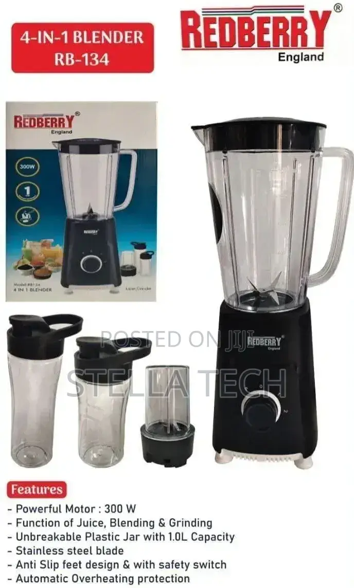 ""Redberry"" Premium Range of Blender Rb 134 [ 4 in 1 ]