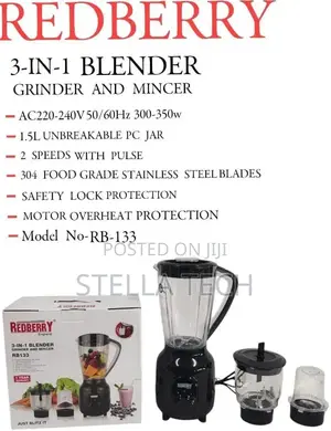 ""Redberry"" Premium Range of Blender Rb 133 [ 3 in 1)