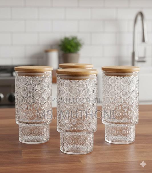 4 PCS Vintage Drinking Glasses With a Distinct Embossed Pattern. - thumbnail 2