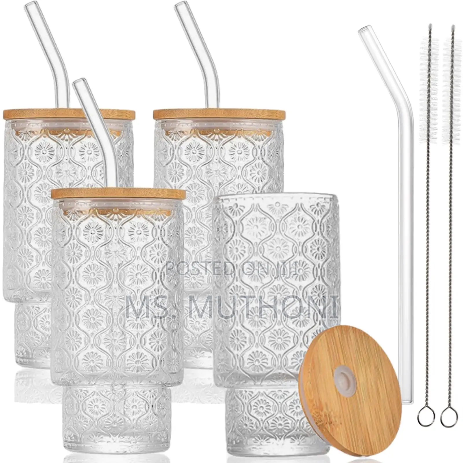 4 PCS Vintage Drinking Glasses With a Distinct Embossed Pattern.