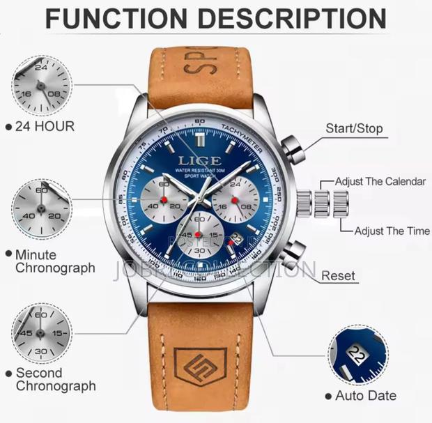 Brown Straps Lige Chronograph Gents Watch - thumbnail 3