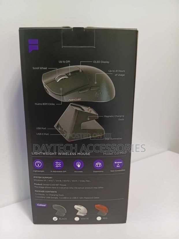 This Is a Furycube G9 Pro Wireless Gaming Mouse in White. - thumbnail 3