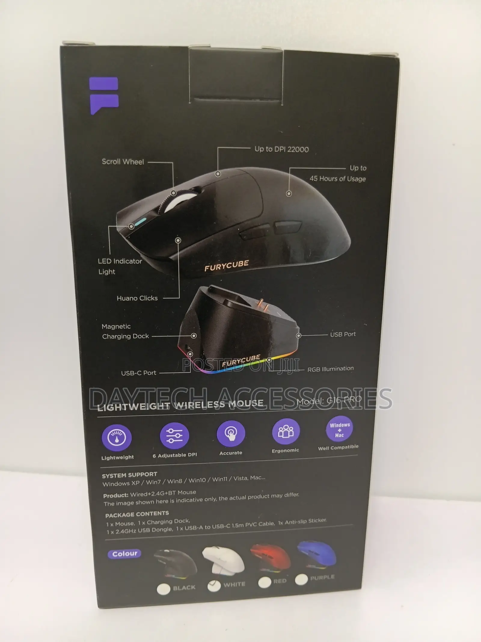 Furycube G16pro Tri Mode Wireless Gaming Mouse - White