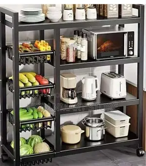 Multi-Layer Kitchen Storage Rack With Lockable Wheels