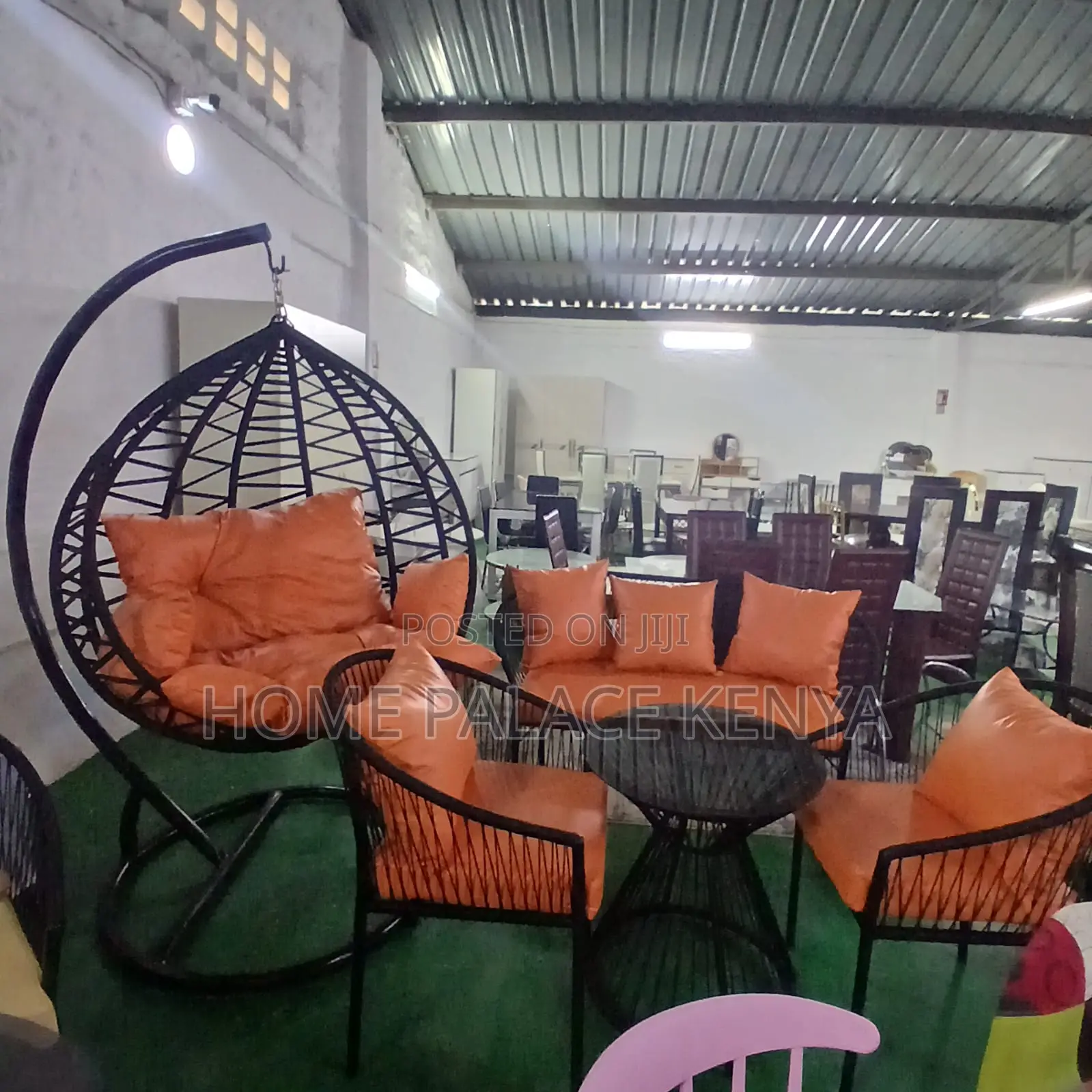 Outdoor Set: Wicker Woven Leather Set With Swing and Bench
