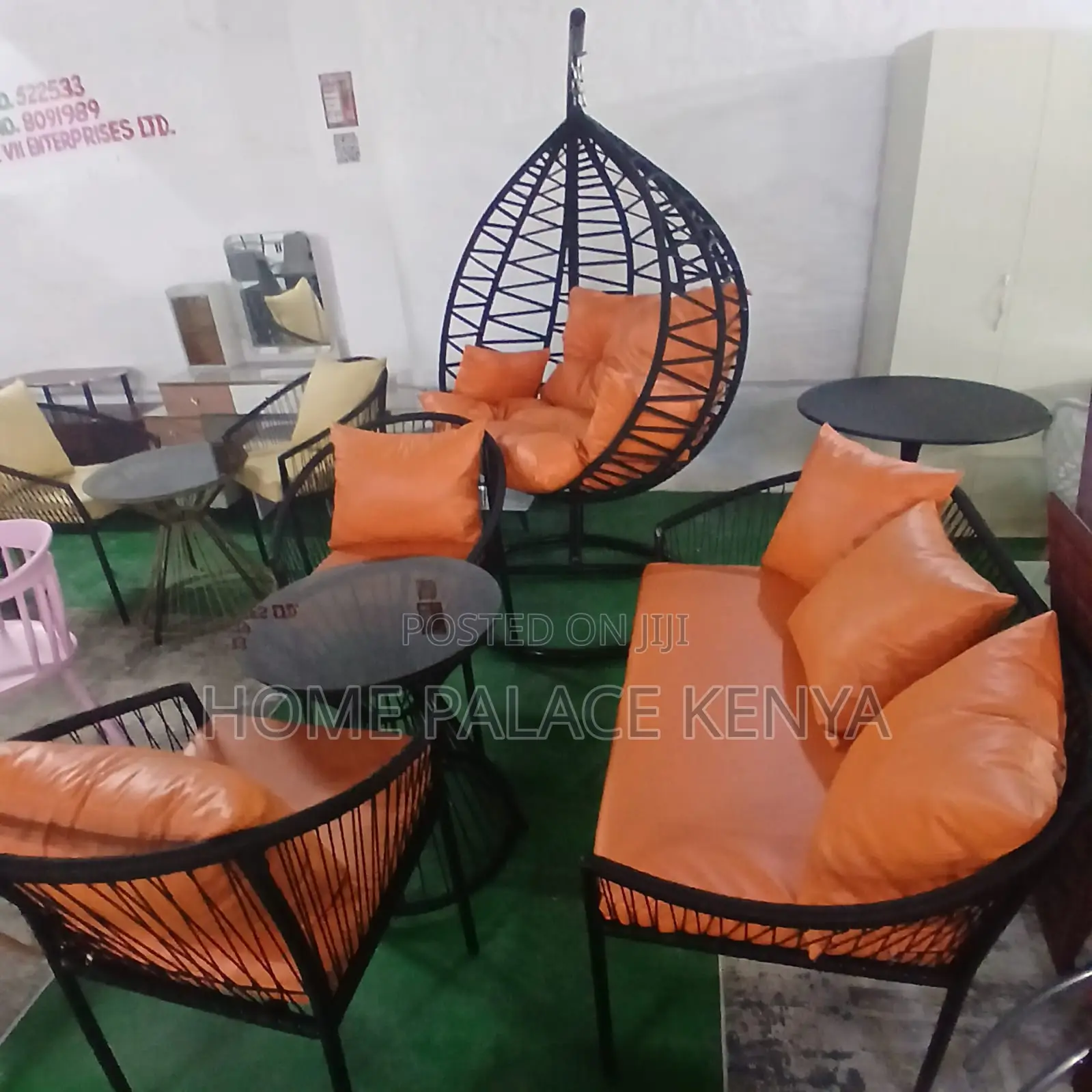 Outdoor Set: Wicker Woven Leather Set With Swing and Bench