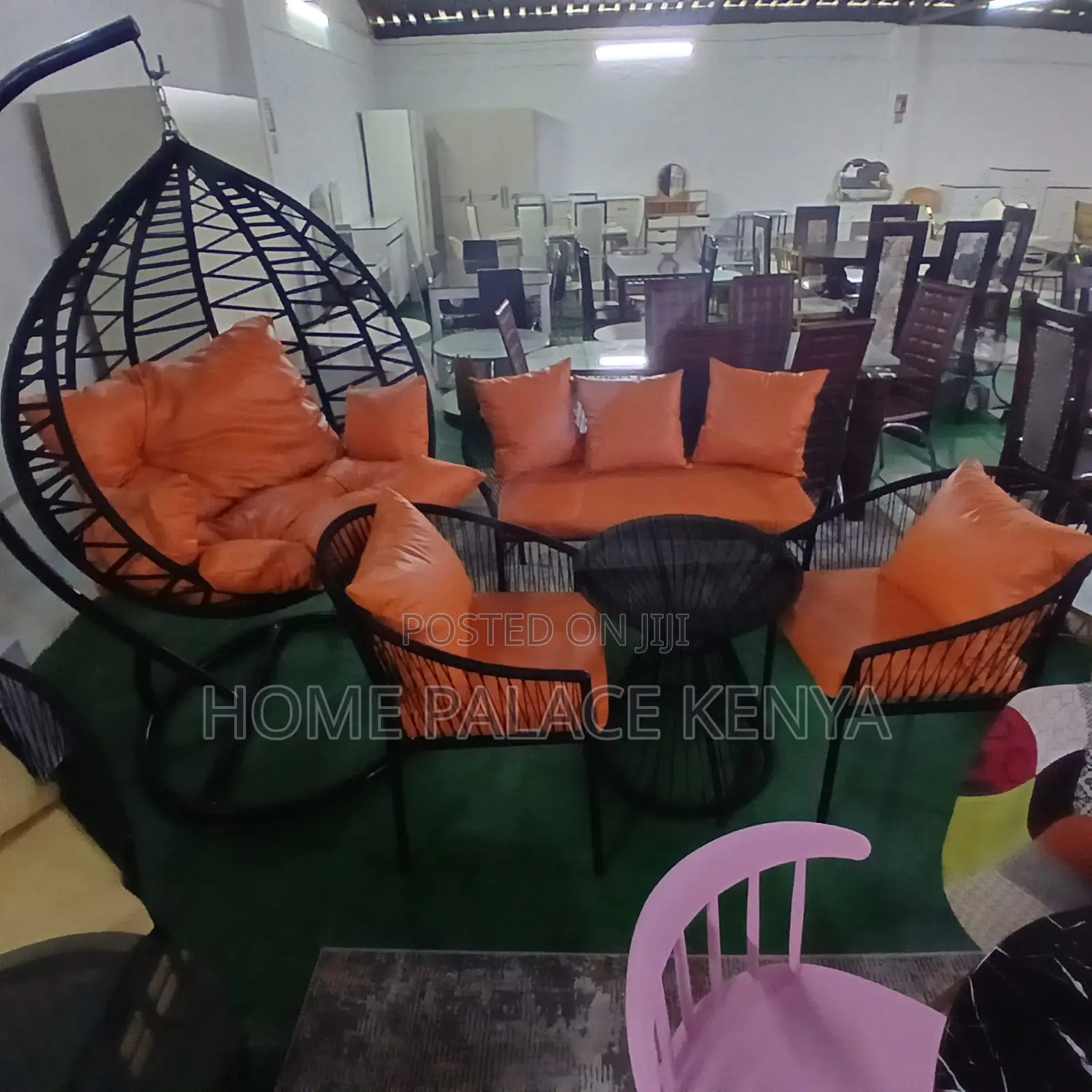 Outdoor Set: Wicker Woven Leather Set With Swing and Bench