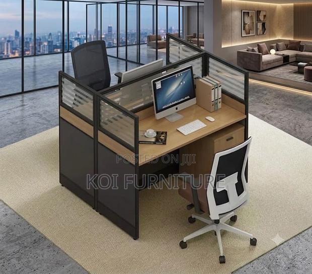 Office Workstation; Two Users Square MDF Office Work Desk
