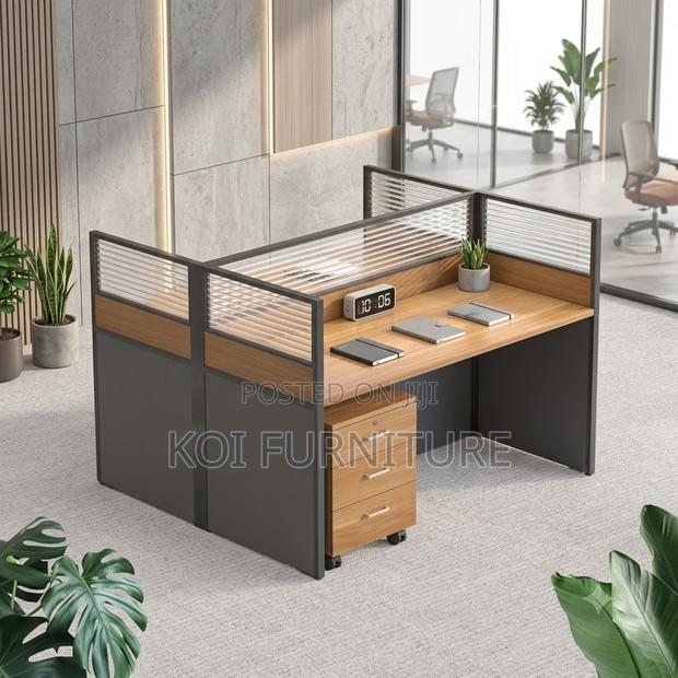 Office Workstation; Two Users Square MDF Office Work Desk - thumbnail 3