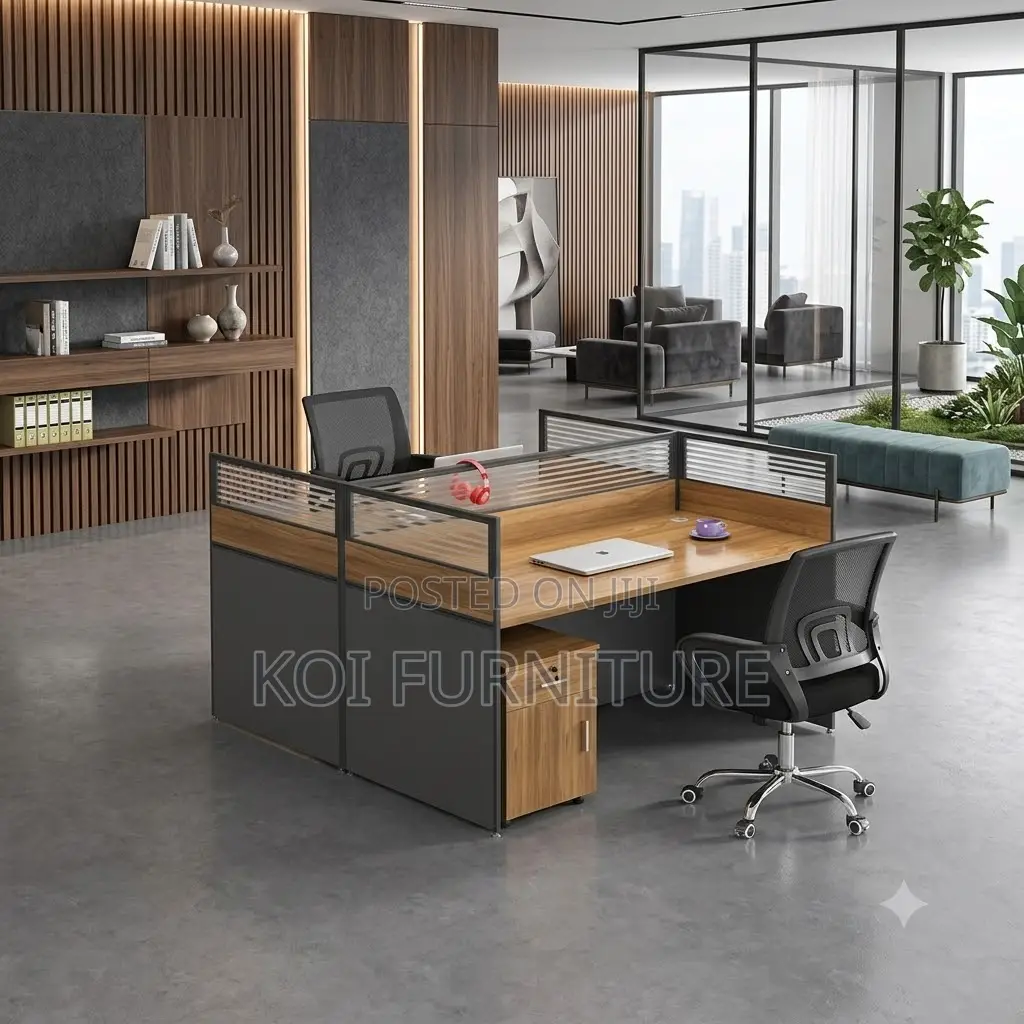Office Workstation; Two Users Square MDF Office Work Desk