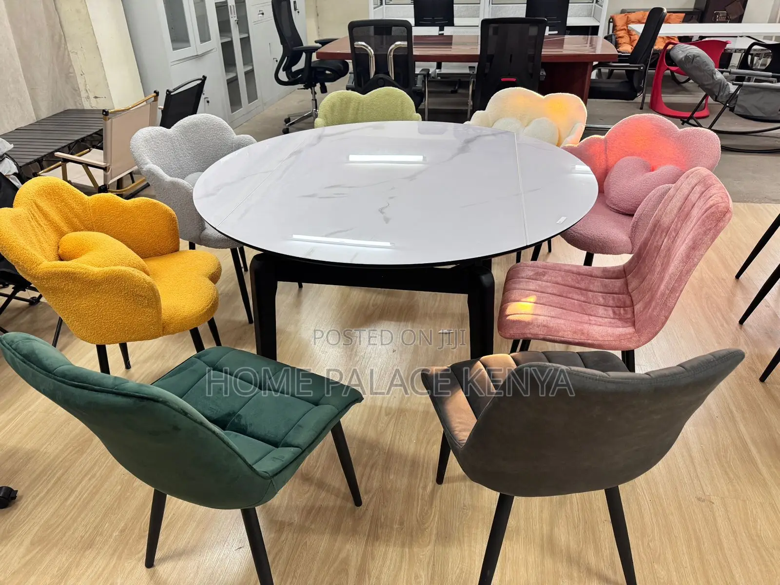 Dining Table: Adjustable Extendable Glass Top Table
