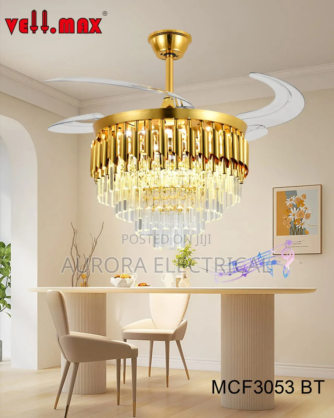 Crystal Chandelier With Fan