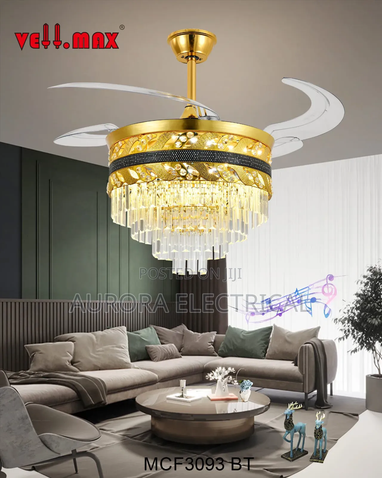 Crystal Chandelier With Fan