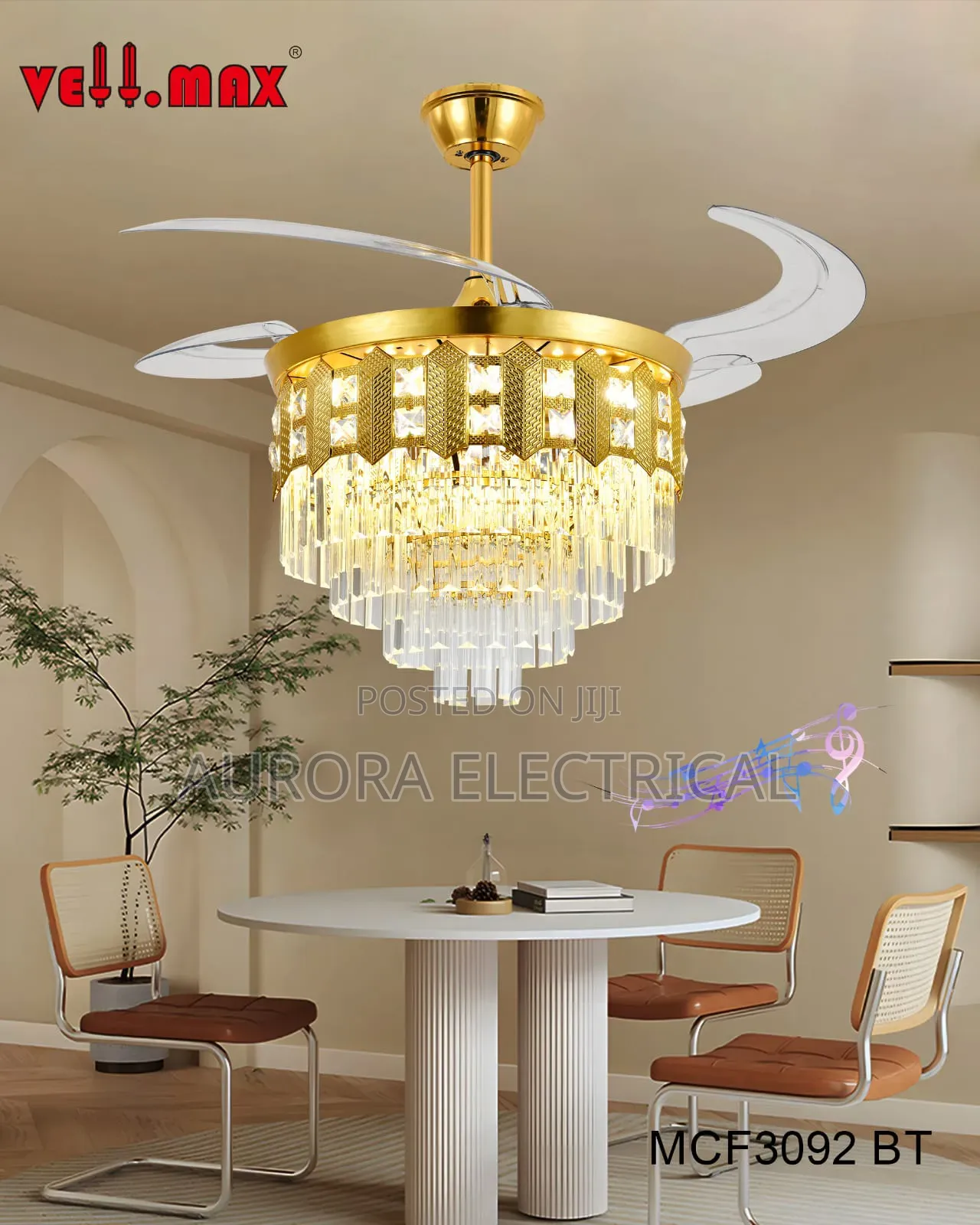 Crystal Chandelier With Fan