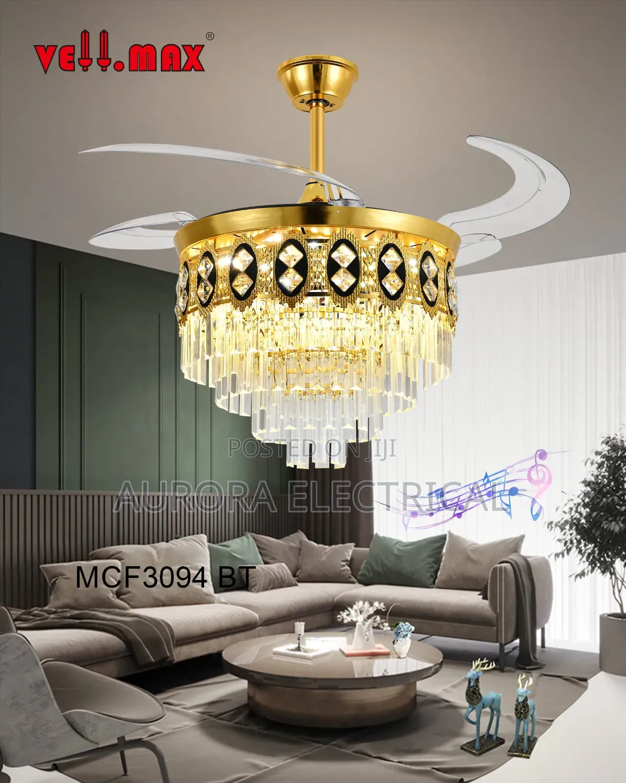 Crystal Chandelier With Fan