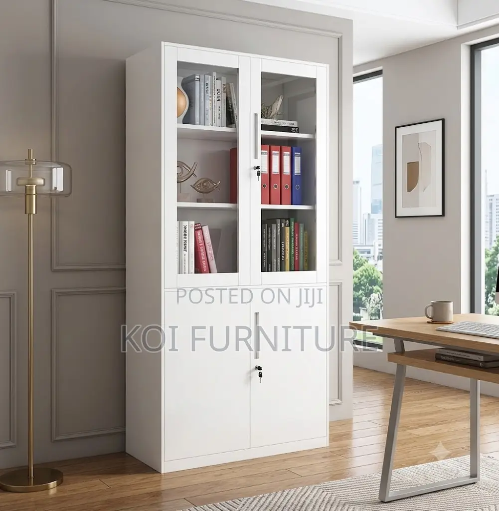 Office Cabinet; Two Doors Grey Office Cabinet With Locks