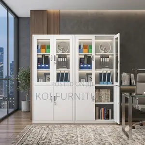 Office Cabinet; Two Doors Grey Office Cabinet With Locks