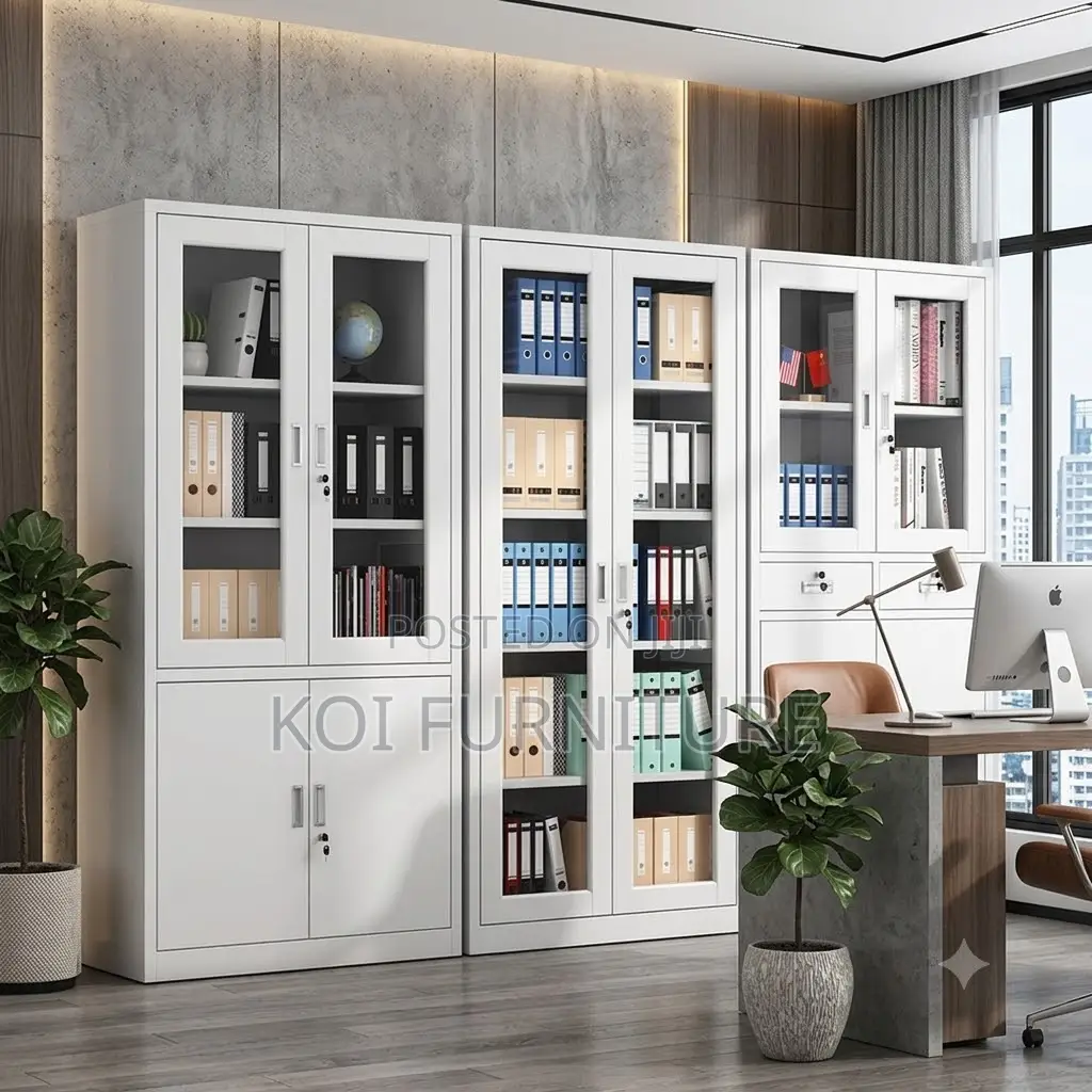 Office Cabinet; Two Doors Grey Office Cabinet With Locks