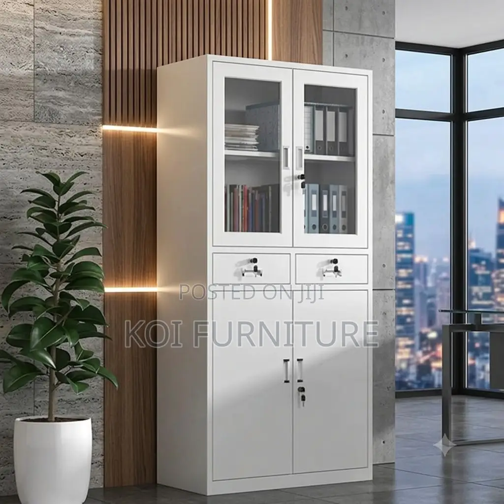 Office Cabinet; Two Doors Grey Office Cabinet With Locks