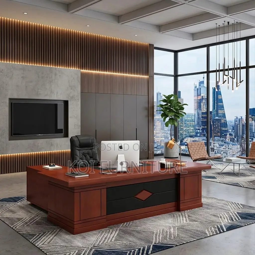Office Desk; 2 Meters Executive Mahogany Platnum Desk