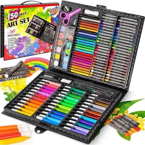 150 Piece Deluxe Art Set – Complete Drawing, Coloring Painting Kit