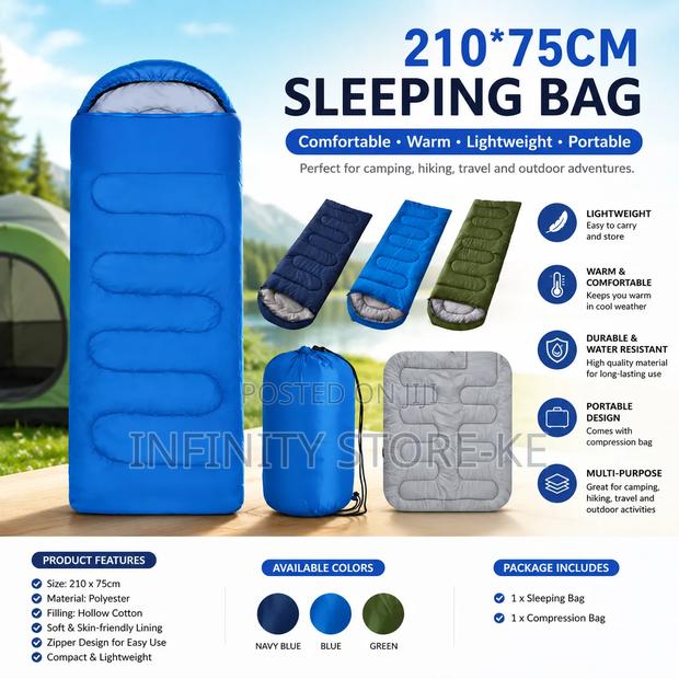 210x75cm Camping Sleeping Bag – Lightweight Hiking Travel Bag