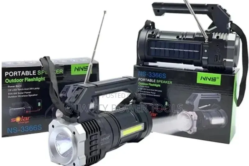 Nns Solar Charge Ns-3366s Portable Speaker And Outdoor Flashlight.