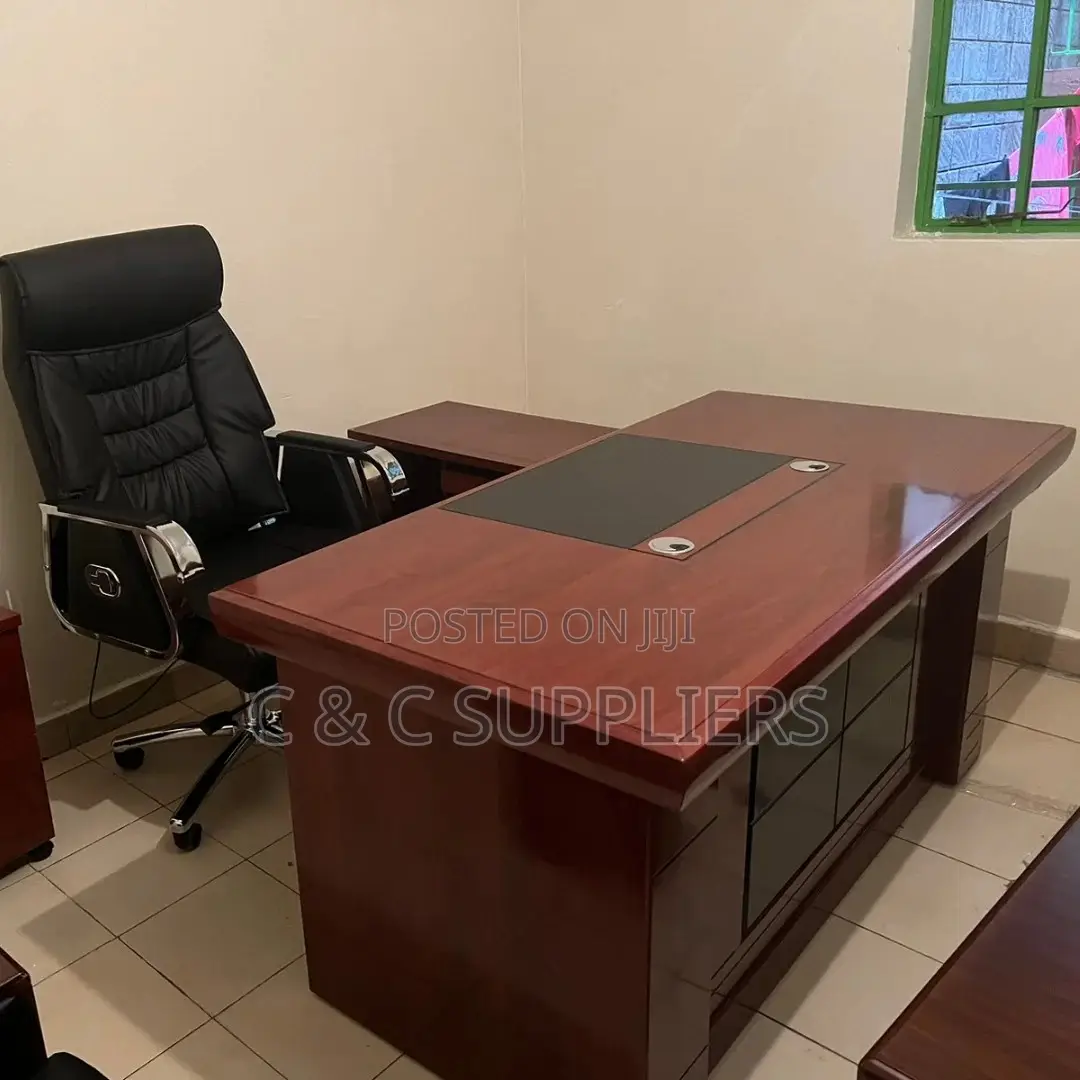 Mahogany Ceo's L-Shaped Table-1.8m