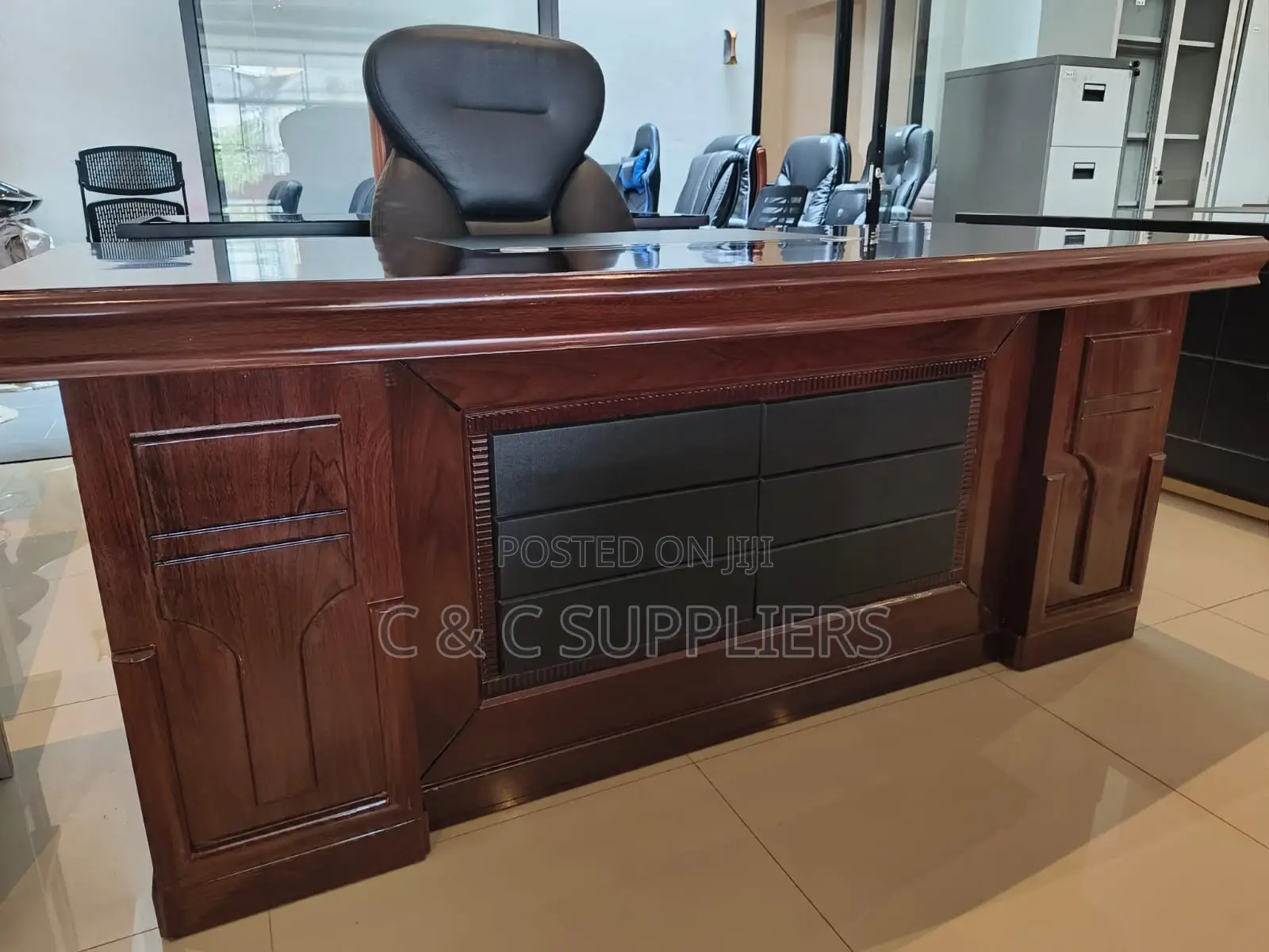 Mahogany Ceo's L-Shaped Table-1.8m