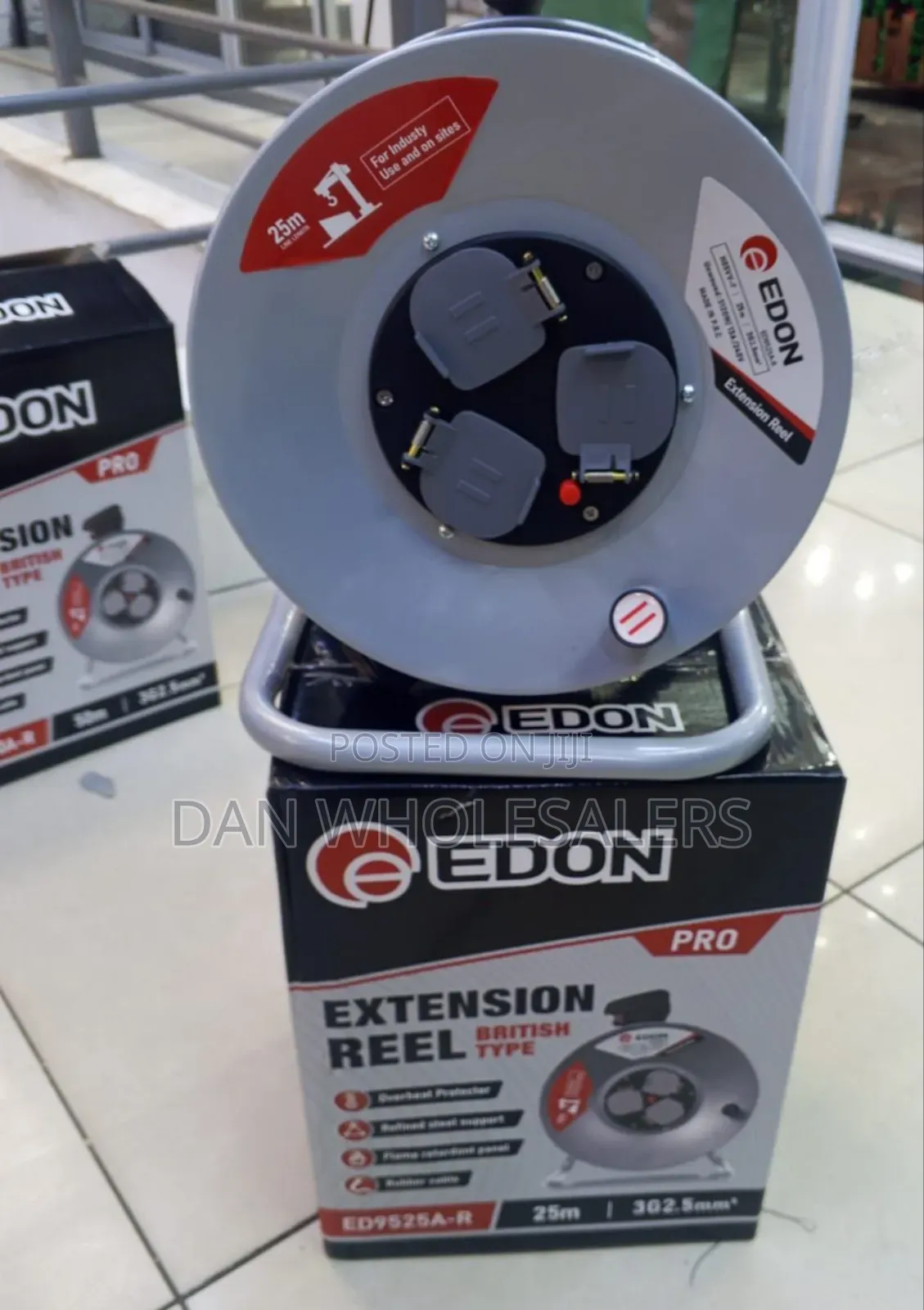Edon Pro Extension Reel 25m Multi Socket Reel 2.5mm