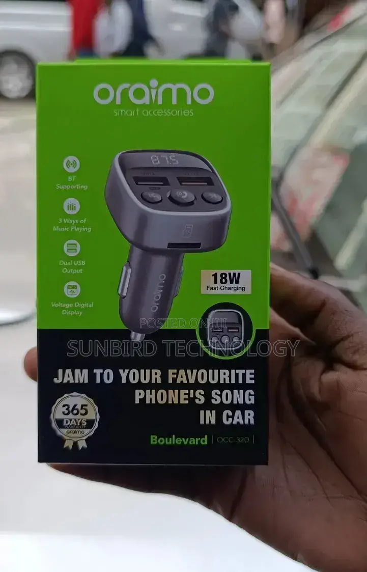 Oraimo 18w Fast Charging Boulevard Occ-32d Car Bluetooth Modulator