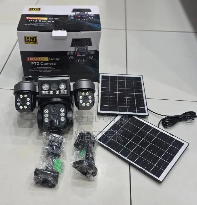 V380 Pro Smart Solar Camera | Triple Lens | 10x Zoom | Remote Viewing