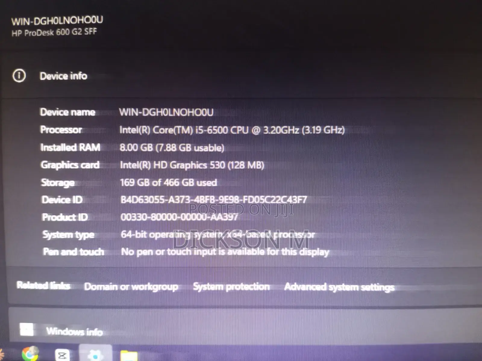 Desktop Computer HP ProDesk 600 G3 8GB Intel Core i5 HDD 500GB